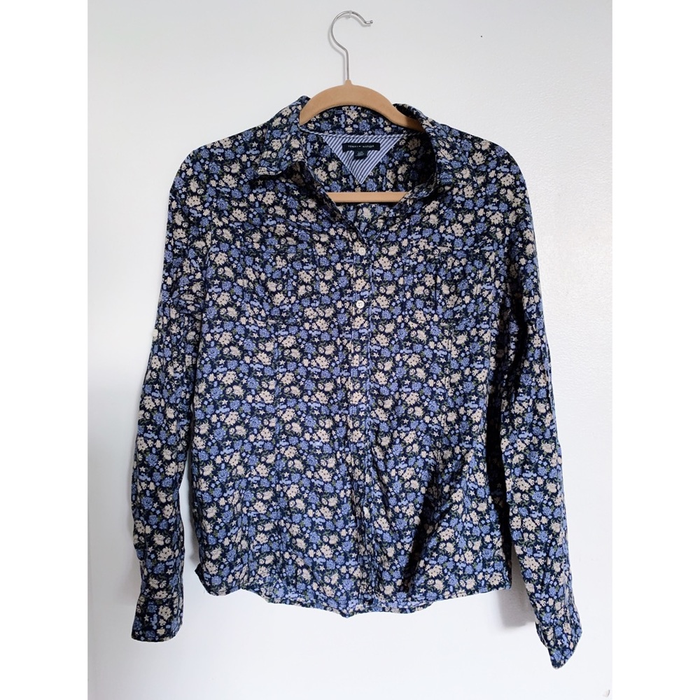 Floral Navy Blue long sleeve blouse